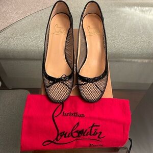 Christian Louboutin Marcia Rete Patent Kitten Heel - Black - Size 37